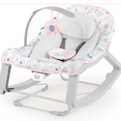 Ingenuity Keep Cozy 3-in-1 Grow with Me Vibrating Baby Bouncer Seat & Infant to Toddler Rocker, Vibrations & -Toy Bar, 0-30 Months Up to 40 lbs (Pink Burst)