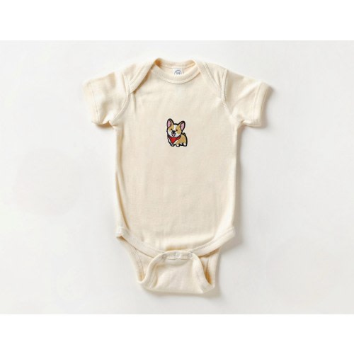 Corgi Dog Embroidered Patch Baby infant bodysuit, baby boy, girl, unisex clothing, baby shower, pregnancy gift