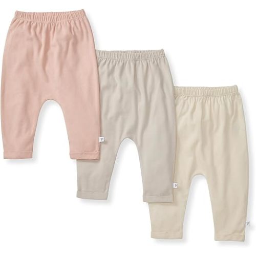 Burt's Bees Baby Unisex Knit Jogger Pants, 3-Pack Baby Sweatpants, 100% Organic Cotton Infant Bottoms