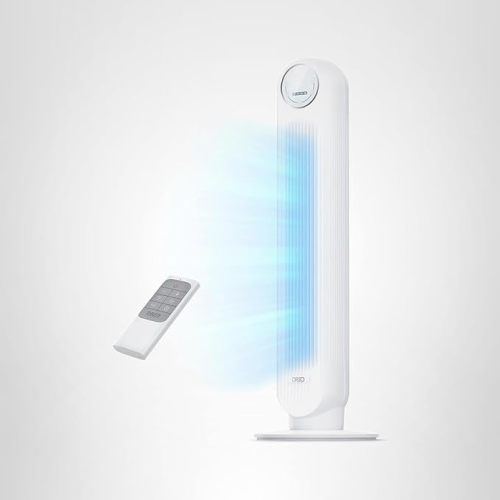 Dreo Tower Fan for Bedroom, 25ft/s Velocity Quiet Floor Fan, 90° Oscillating Fans for Indoors with 4 Speeds, 4 Modes, 8H Timer, Standing Fans, Bladeless Fan, White, Nomad One (DR-HTF007)