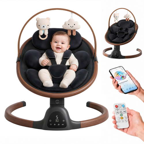 PRVAETU Baby Swing for Infants, 5 Swing Speed, Bluetooth, Remote