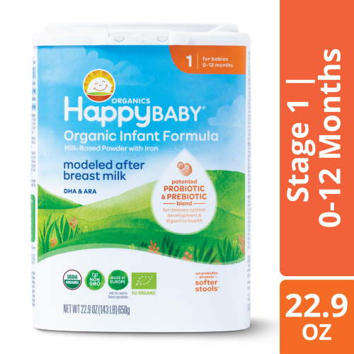Free Shipping! Happy Baby Organic Infant Formula Stage 1, 22.9 oz Shelf Stable Canister for Babies 0-12 Months