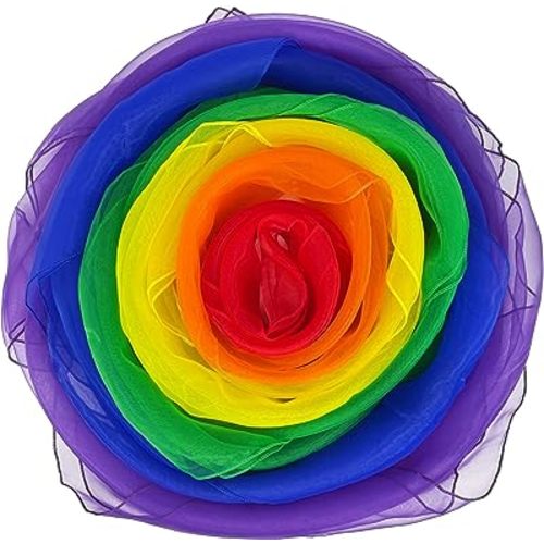 Lolakee Dance Scarves for Kids 12 Pcs - Upgraded Play Scarves for Babies, Toddlers, Children - Movement Square Juggling Silk Music Dancing Scarf - Rhythm Band Pro (6 Colors, 24" x 24")