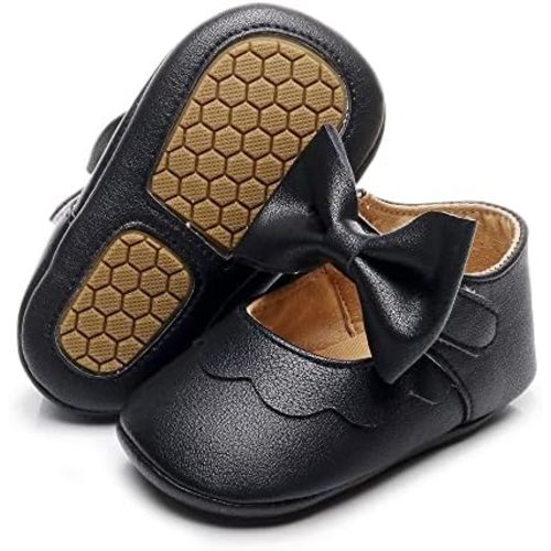 HONGTEYA Infant Baby Girls Mary Jane Flats Non Slip for Toddler First Walkers Soft Sole PU Leather Crib Shoes Sneaker Wedding Party Christmas Princess Dress Shoes Baby Moccasins Girls