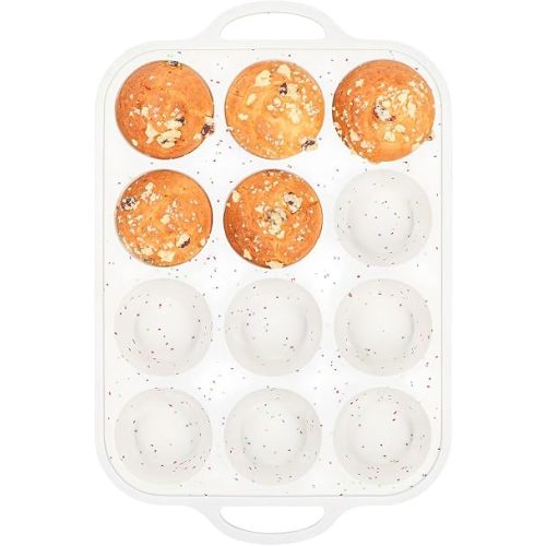 Silicone Muffin Pan for Baking with Metal Reinforced Frame, Nonstick Cupcake Pan 1 Pack Regular Size Egg Bites Silicone Mold