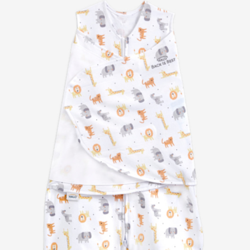 HALO 100% Cotton Sleepsack Swaddle, 3-Way Adjustable Wearable Blanket, TOG 1.5, Jungle Cotton, Newborn, 0-3 Months