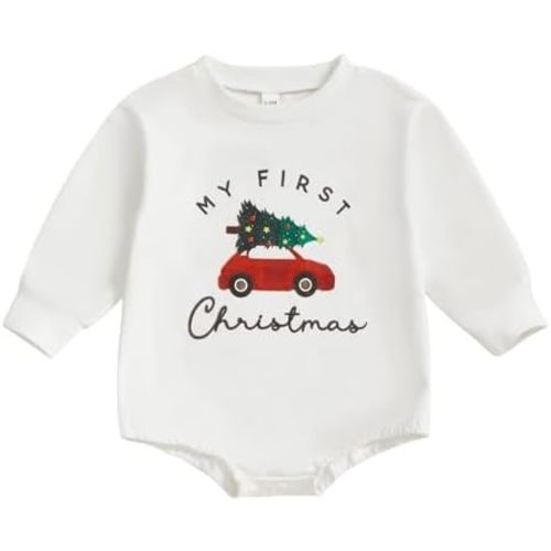 MERSARIPHY Baby Christmas Clothes Baby Boy Girl Sweatshirt Romper Santa Baby Romper Tops Fall Winter Outfits