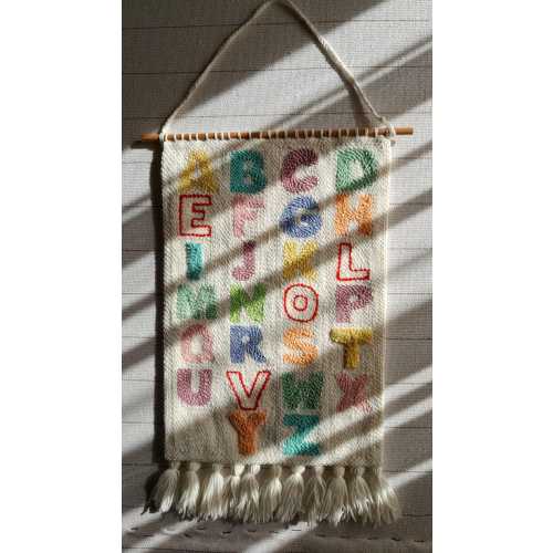 Handmade ABC Wall Hanging: 'LOVE' Highlighted | Nursery Decor | Kids Room Educational Tapestry | Baby Shower