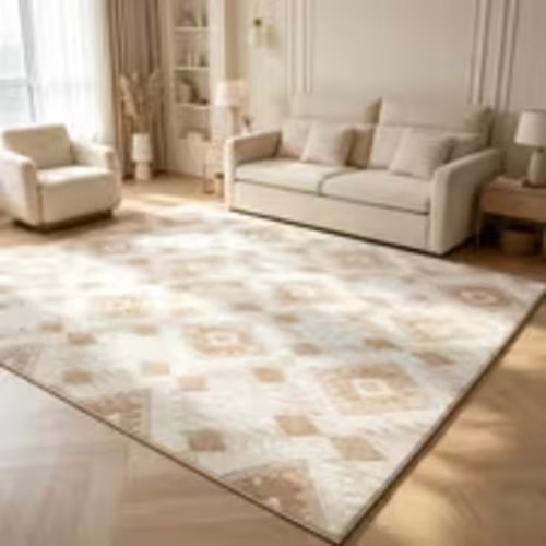 beige modern geometric carpet suitable living room bedroom - Temu