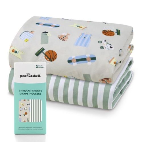 The Peanutshell Baby Crib Sheets, Fitted Crib Sheet, 28" x 52", 2 Pack