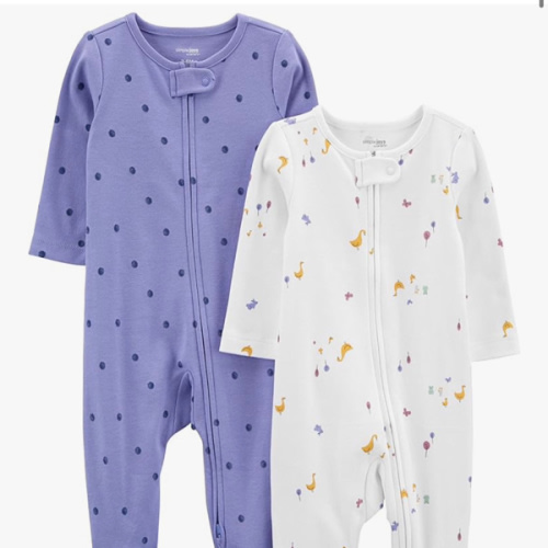 Simple Joys by Carter's Baby Girls' Cotton Footed Sleep and Play, Pack of 2