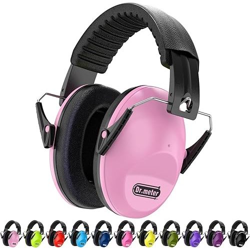 Noise Cancelling Ear Muffs: Dr.meter EM100 27NRR Kids Headphones with Adjustable Headband for Noise Reduction for Mowing, Sleeping and Studying - Pink