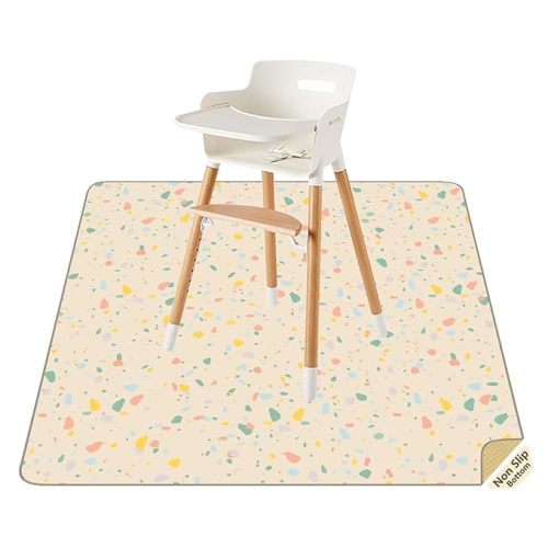 Splat Mat for Under High Chair/Arts/Crafts by CLCROBD, 51" Baby Anti-Slip Food Splash and Spill Mat for Eating Mess, Waterproof Floor Protector and Table Cloth (Beige) : Baby