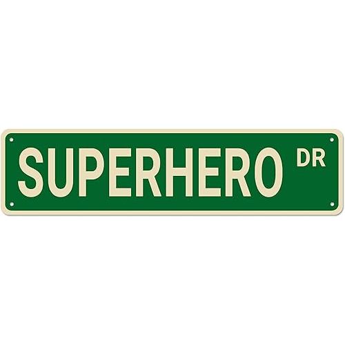 Metal Tin Sign SUPERHERO DR Funny Vintage Sign Retro Metal Signs for Bedroom Kitchen Garden Wall Bar Club Coffee Home Decor 4x16 Inch