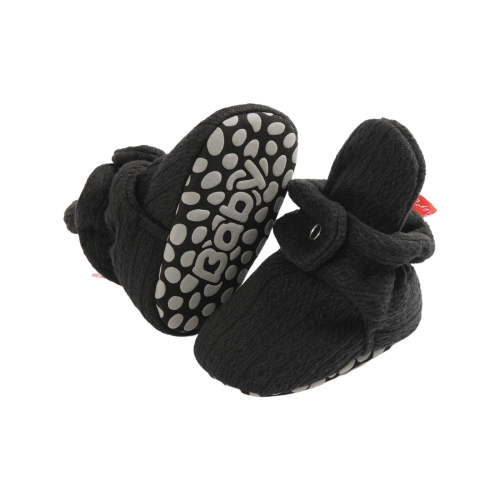 Fleece Baby Booties, Warm Cozy Baby Slippers, Stay On Sock Shoes, Easy to Put on, Unisex Baby Gifts, Soft Non-Slip Adjustable Newborn Boots for Boys and Girls Black 0-6 Months