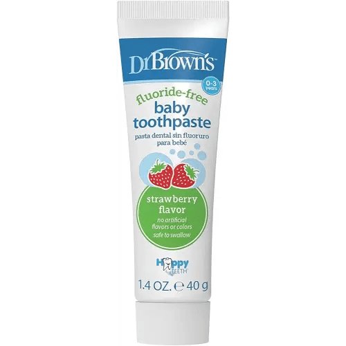 Dr. Brown's Fluoride-Free Baby Toothpaste, Infant & Toddler Oral Care, Strawberry, 1-Pack, 1.4oz/40g, 0-3 years