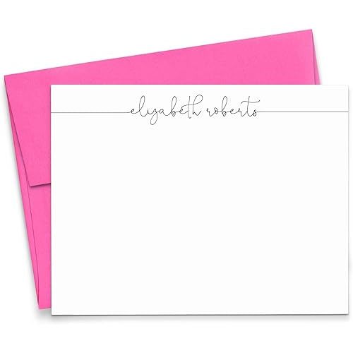 Personalized Stationery for Women, Modern Stationary for Women, FLAT OR FOLDED Note Cards with Envelopes, Your Choice of Colors and Quantity