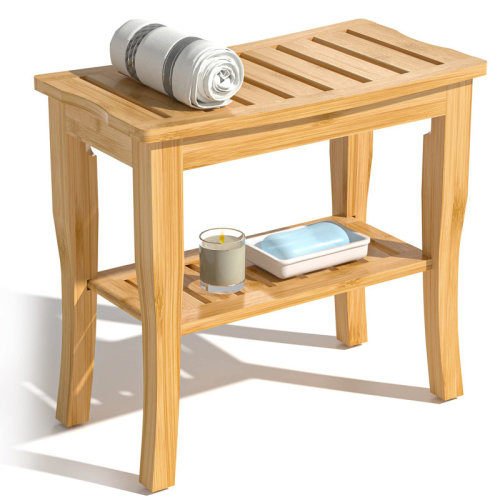 Winston Porter Bamboo Shower Bench & Stool Waterproof - Wood Shower Bench With Storage Shelf For Inside Shower(Classic Natural) & Reviews | Wayfair