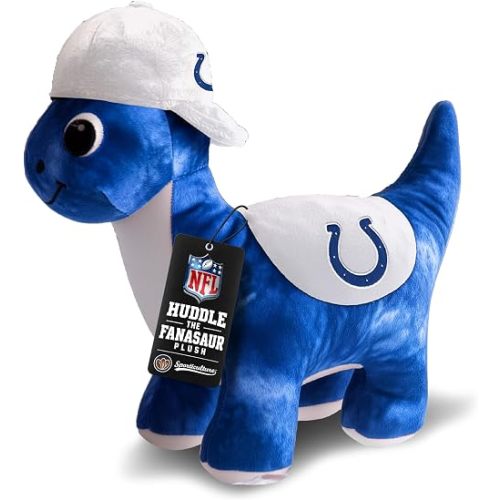 Sporticulture NFL Indianapolis Colts Dinosaur Plush Toy, Soft Stuffed Dino with Team Logo, Cute Huggable Plush for Kids and Fans