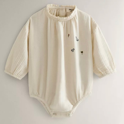 COTTON MUSLIN BABY ROMPER - Cream | ZARA United States