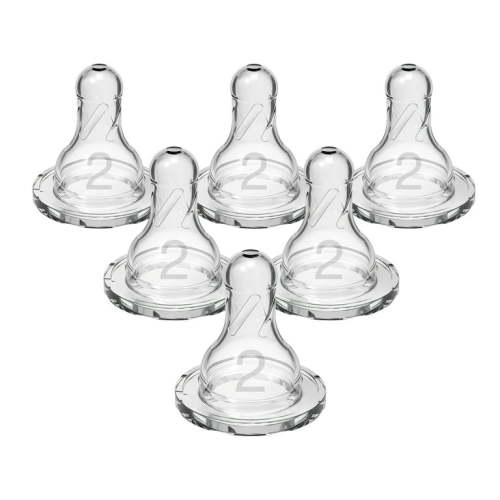 Dr. Brown's Level 2 Medium Flow Baby Bottle Nipple, 3m+, 100% Silicone, Anti-Colic, Breast-like, 6 Pack