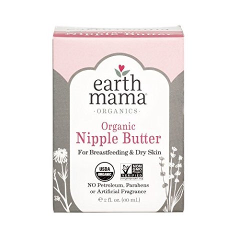 Organic Nipple Butter Breastfeeding Cream by Earth Mama | Lanolin-free, Safe for Nursing & Dry Skin, Non-GMO Project Verified, 2-Fluid Ounce - Pack of 1