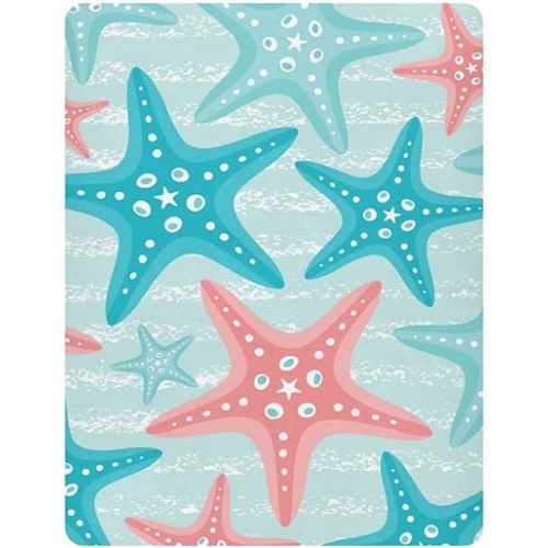 Beach Sea Starfish Crib Sheets Soft Breathable Fitted Baby Playard Sheets Mattress Cover for Girl Boys, 39" x 27" x 5"