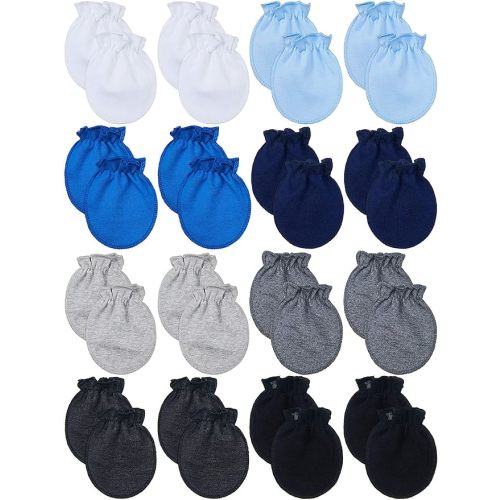 16 Pairs Newborn Baby Cotton Mittens No Scratch Gloves Unisex Newborn Mittens for baby Boys Girls 0-6 Months