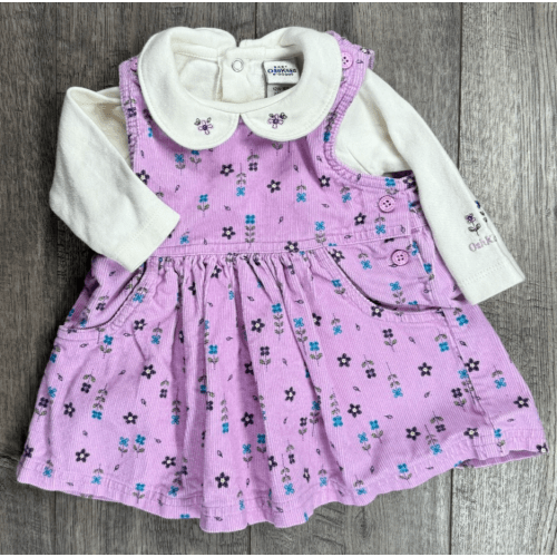 Baby Girl Clothes Vintage Oshkosh 3-6 Month Purple Corduroy Dress Outfit