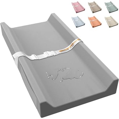 Vegan Leather Baby Changing Pad, Waterproof & Wipeable Soft Diaper Changing Mat 32" x 16.6" Comfortable Infant Changing Station for Dresser & Table