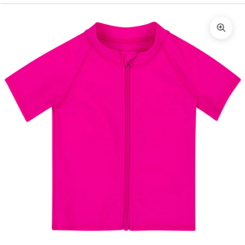 Kids Short Sleeve Zipper Rash Guard Swim Shirt | “Manic Magenta"