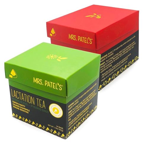 Mrs. Patel's Lactation Tea, Variety Pack, Herbal Blend & Chai Spice, For Breastfeeding and Pumping Moms, Drink Iced or Hot, Caffeine Free, GF, Dairy Free, Fenugreek Free (28 Small Tea Bags)