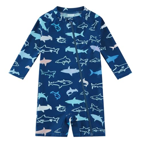 Baby Boy Swimsuit Rash Guard Shirts Toddler Boy Swimwear Full Zipper UPF 50+ Sun Protection Infant One Piece Bathing Suit