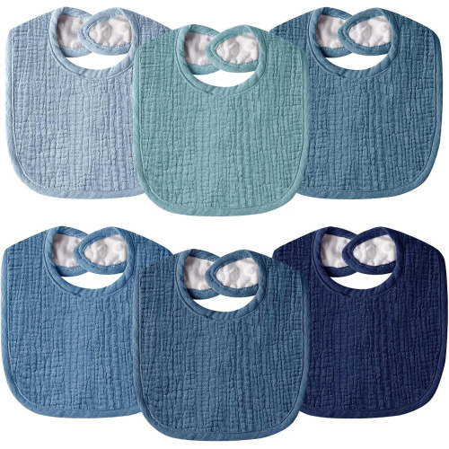 Muslin Baby Bibs for Unisex Boys Girls, Cotton Drool Bibs, Adjustable Newborn Bibs for Drooling and Teething