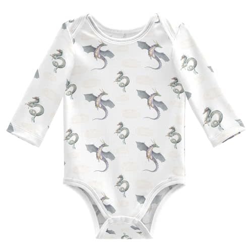 vvfelixl Baby Bodysuits Cute Baby Crocodiles Long Sleeve Cotton Baby Clothes for Boys Girls 0-3M