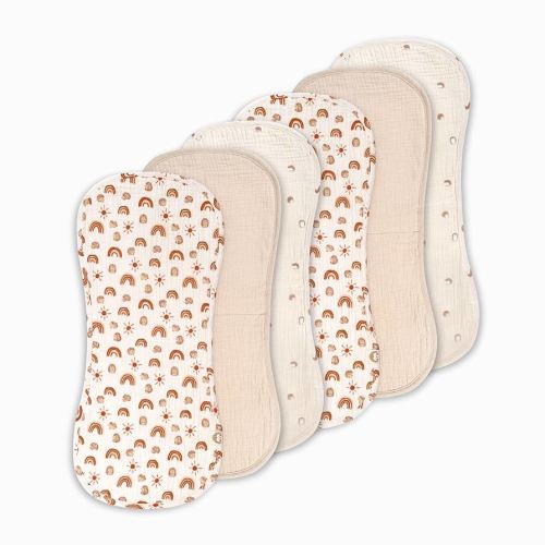 Muslin Burp Cloths Neutral, Cotton Burp Cloth, 6 Piece Absorbent Burping Cloths for Babies, Large Muslin Washcloths Baby, First Time Mom Essentials, OEKO TEX (Rainbow + Neutral BurpCloths)