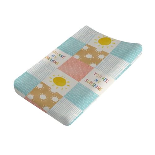Colorful Boho Sun Changing Pad Covers Cute Sunshine Stripes Diaper Change Pad Sheets for Girls Boys Letters Quote Soft Breathable Stretchy Snug Fitted Changing Mat Cover 32''x16''