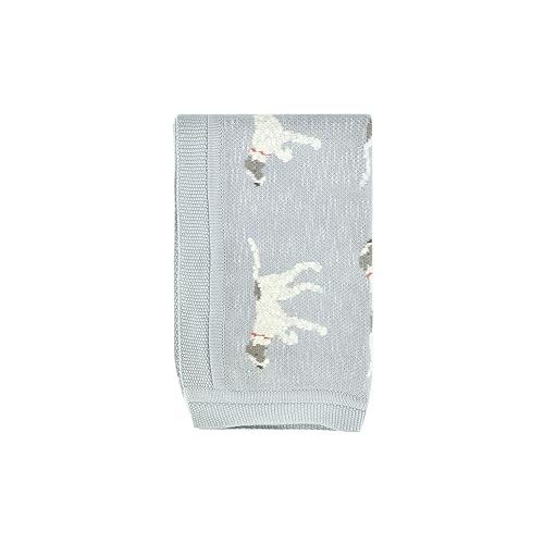 Creative Co-Op DF2527 40" L x 32" W Cotton Knit Baby Dog Blanket, Blue, Small