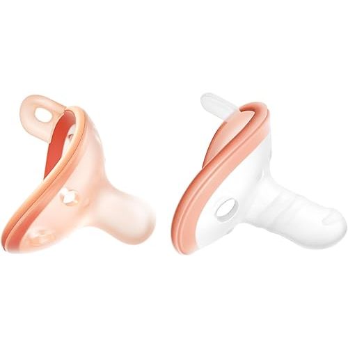 Baby Pacifiers 1-6 Month, Soft Silicone Newborn Pacifiers with Large Air Holes, BPA Free, Set of 2 in Thumb & Breast-Like Shape