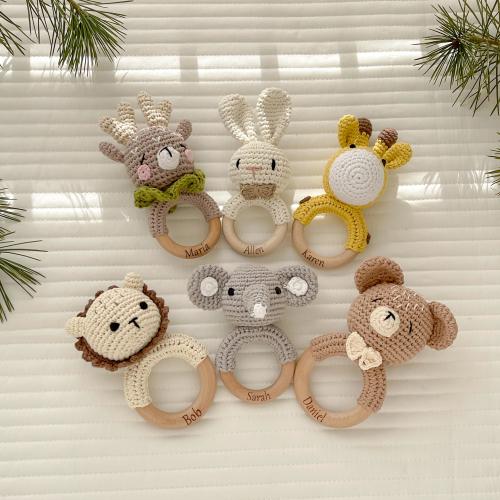 Personalized Crochet Baby Rattle Toy/ Animal Crochet Baby Rattle/ Baby Shower Gift/ Newborn Gift/ Baby Gift/ Baby Rattle Grasping Toy/Rabbit