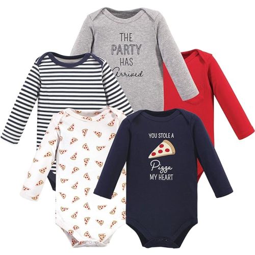 Hudson Baby baby-boys Cotton Long-sleeve Bodysuits 5-pack