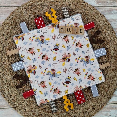 Cowboy Crinkle Tag Toy, Wild West Sensory Ribbon Toy