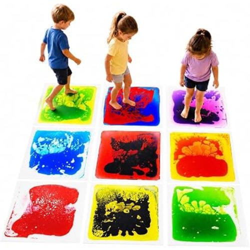 edusense Liquid Sensory Floor Tiles Non-Slip Autism Home&Classroom Play 3+
