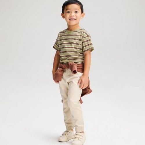 Toddler Boys' Short Sleeve Striped Relaxed Fit T-Shirt - Cat & Jack™ Olive Green 3T
