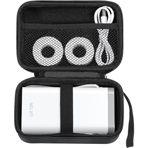 Nelko Genuine Case Compatible P21 Label Maker, Compatible with Most Mini Label Printers, Holder for Labeler Makers Printer & Labeling Tapes, Box with Mesh Pocket for Batteries Accessories (Case Only)
