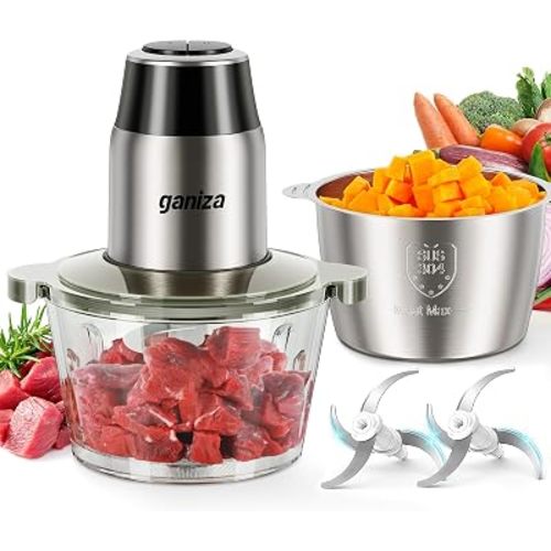 Ganiza Food Processors with 2 Bowls, 450W Meat Grinder Vegetable Chopper