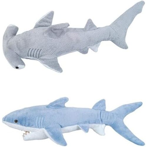 Adventure Planet 2 Plush Sharks Mako and Hammerhead Stuffed Animal Ocean Life Soft Cuddly 14 inch and 13 inch set
