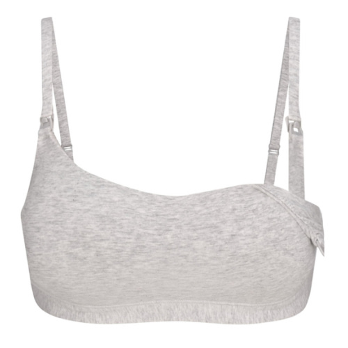 COTTON JERSEY MATERNITY NURSING SCOOP BRALETTE | LIGHT HEATHER GREY
