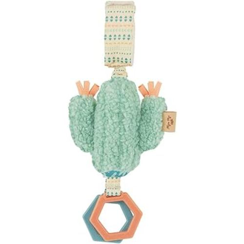 Itzy Ritzy - Ritzy Jingle Toy - Baby Hanging Toy for Activity Gym, Stroller or Car Seat; Features Jingle Sound, Hexagon Rings and Adjustable Attachment Loop (Cactus)