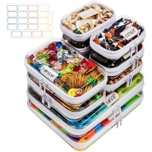 AOBOPLE 10 Pack Clear Hard Shell Zipper Case,Waterproof Toiletry Cosmetic Bag,Toy Organizers and Storage Box,Diaper Bag Organizer,Pencil Case,Clear Plastic Zipper Pouches for Office Home Storage